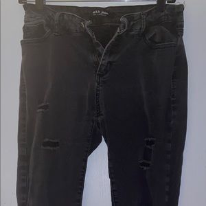 Black Ripped Wax Skinny Jeans